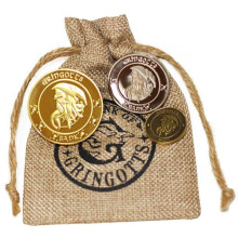 Hogwarts Coins Gringotts Gold Coin with Money Bag Brown