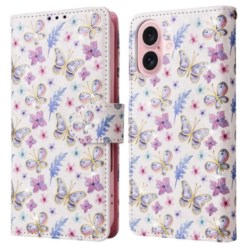 Capa compatível com iPhone 16 com estampa de borboletas/flores RFID