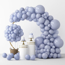 Retro Blue Latex Balloons 129 pcs 18 12 10 5 inch