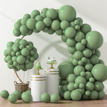 Sage Green Latex Balloons 129 pcs (18" 12" 10" 5")