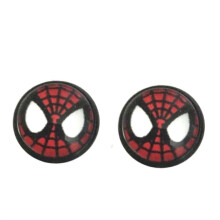 Spiderman earrings black red stud pair