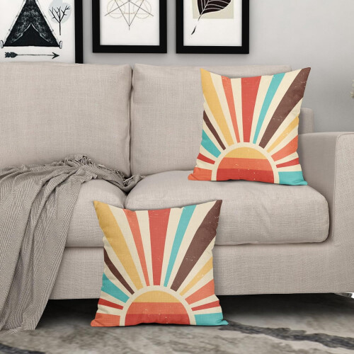 Boho Sunshine Kussenhoezen 20x20 cm Linnen Set van 2 2