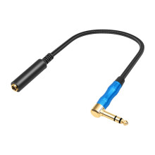 2X Right Angle 6.35mm TRS Stereo Male to Female Audio Cable,Guitar Extension Cable Cord for Amplifiers,Headphone 30cm