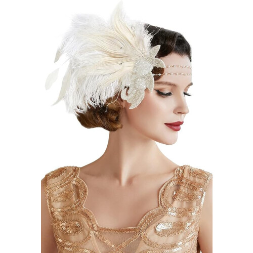 Crystal feather headband for 1920s Gatsby theme