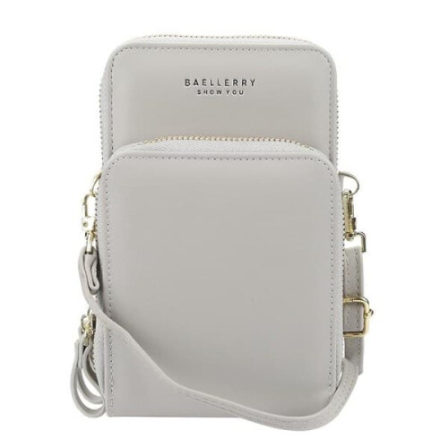 Umhängetasche, Handytasche mit Schultergurt, Damen, grau