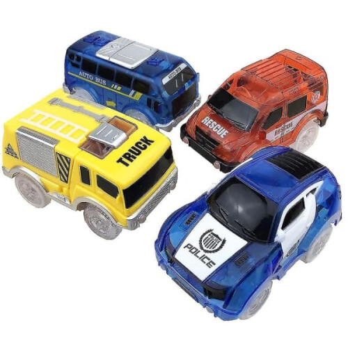 Glowing Track Car Toy Set with LED Lights 4pcs