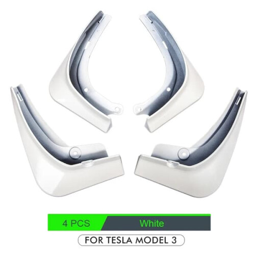 Tesla Model 3 mudguards front rear white 4 pcs