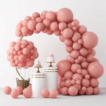 Retro Pink Latex Balloons 129 pcs 18/12/10/5 inch