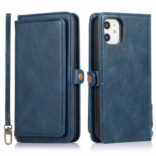 Capa carteira elegante e prática - compatível com iPhone 11 - Azul escuro