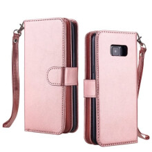 Elegante 9-Karten-Geldbörsenhülle, kompatibel mit Samsung Galaxy S8+, FLOVEME Roségold