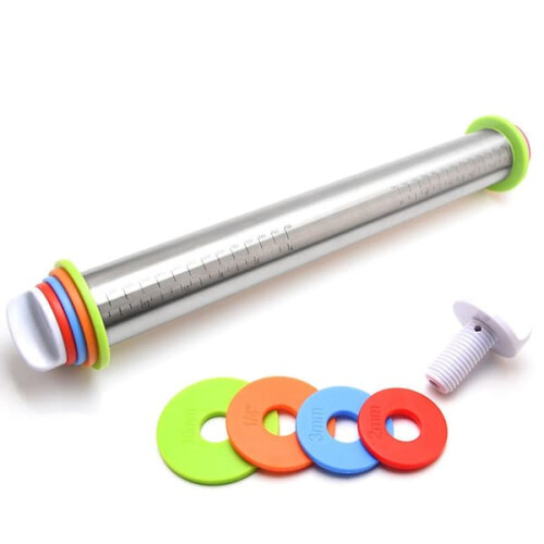 Rolling Pin 17 Inch Adjustable with 4 Removable Rings