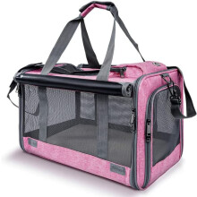 Soft Pet Travel Carrier for Large Medium Cats Puppies Pink