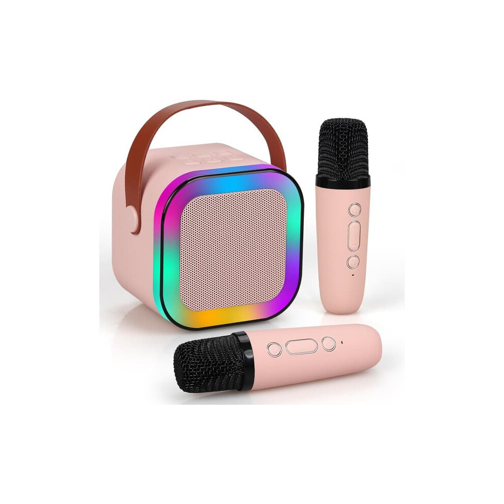 Mini Karaoke Machine With 2 Wireless Mics Pink 962029673132
