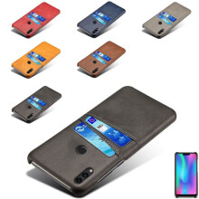 Kartenhalter kompatibel mit Huawei P20 Lite Hülle, mit Aussparung für Ladekabel und Kopfhörer – Braun