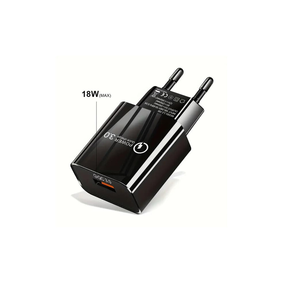 18W Qc3.0 Fast Charger Eu Plug Black 962029673552