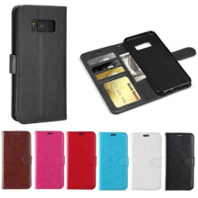 Kompatibel mit Samsung S8 Plus Brieftaschenhülle aus Leder (3 Kartenfächer) – 7 Farben – Schwarz