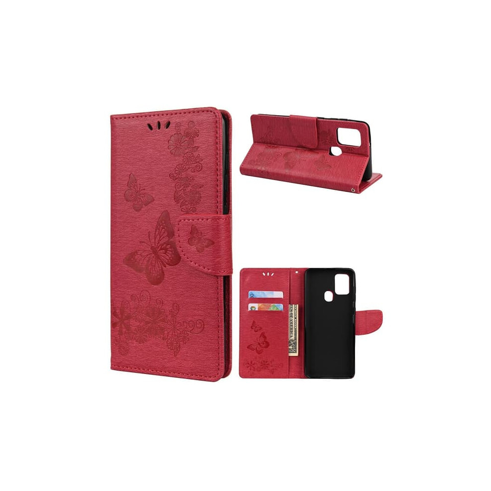 Butterfly Leather Case For Samsung Galaxy A21s - Red 962125850277
