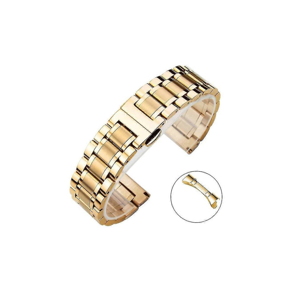 Stainless Steel Watch Strap With Butterfly Clasp 21Mm Gold 962125859980
