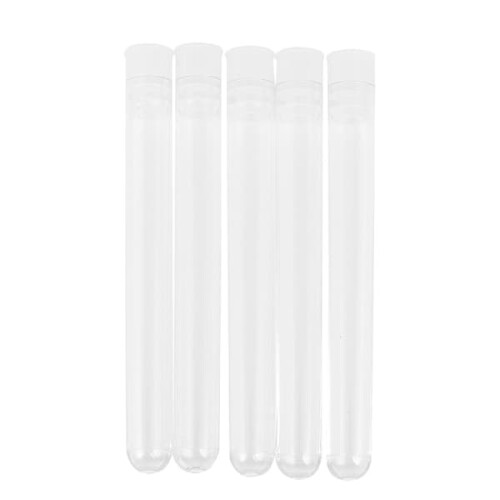 Clear Plastic Test Tubes with Lids 12x100mm U-Bottom 100pcs