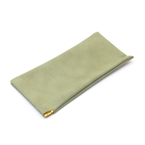 Glasses case faux leather soft thin green