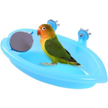 Bird Bath Bowl with Mirror for Small Birds and Parrots
