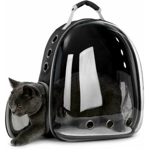 Pet Backpack for Dogs and Cats Black Breathable Capsule