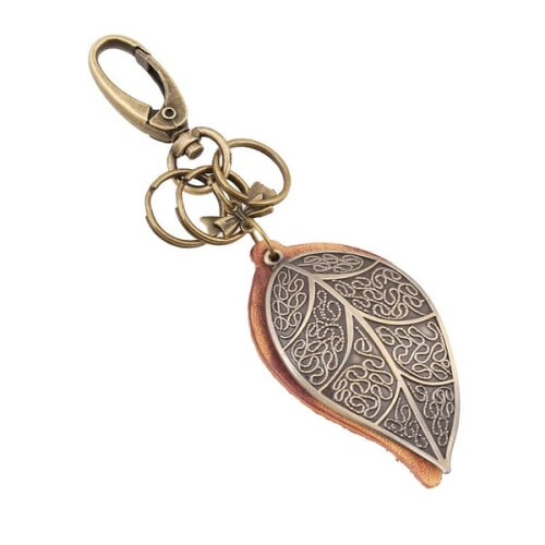 Steampunk leaf keychain
