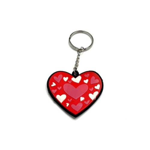 Keychain cute colorful heart design red pink
