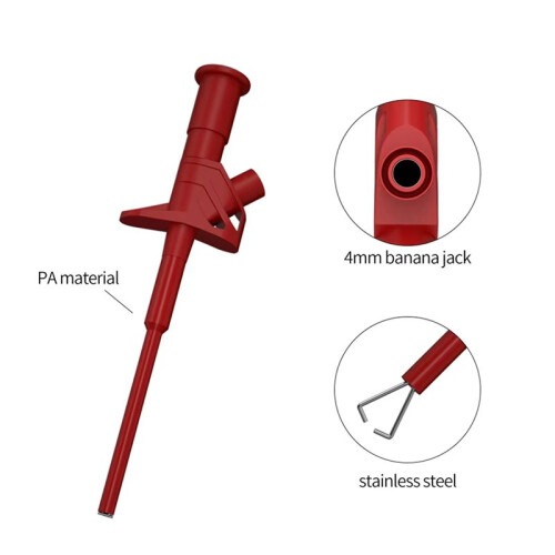 4pcs Quick Test Hook Clip Professional Insulated High Voltage Flexible Testing Probe 4mm Banana Socket Red and Black