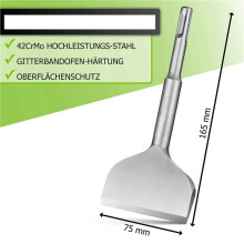 3X Tegelmejsel SDS Mejsel- 165X75 mm Bred för Hammare, Plattmejsel Vinklad, 42CrMo Specialstål, Tålig, Skarp