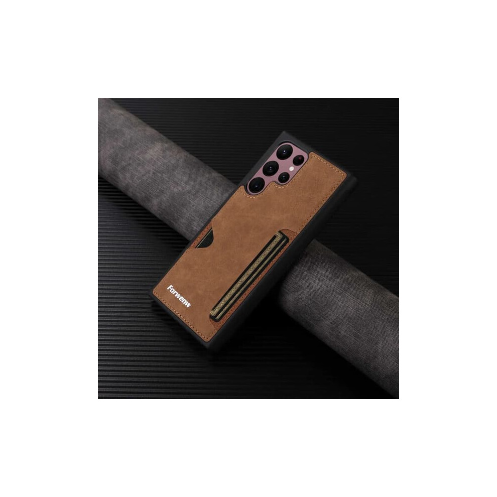 Retro Card Slot Case For Samsung Galaxy S24 Ultra Brown 900223980137