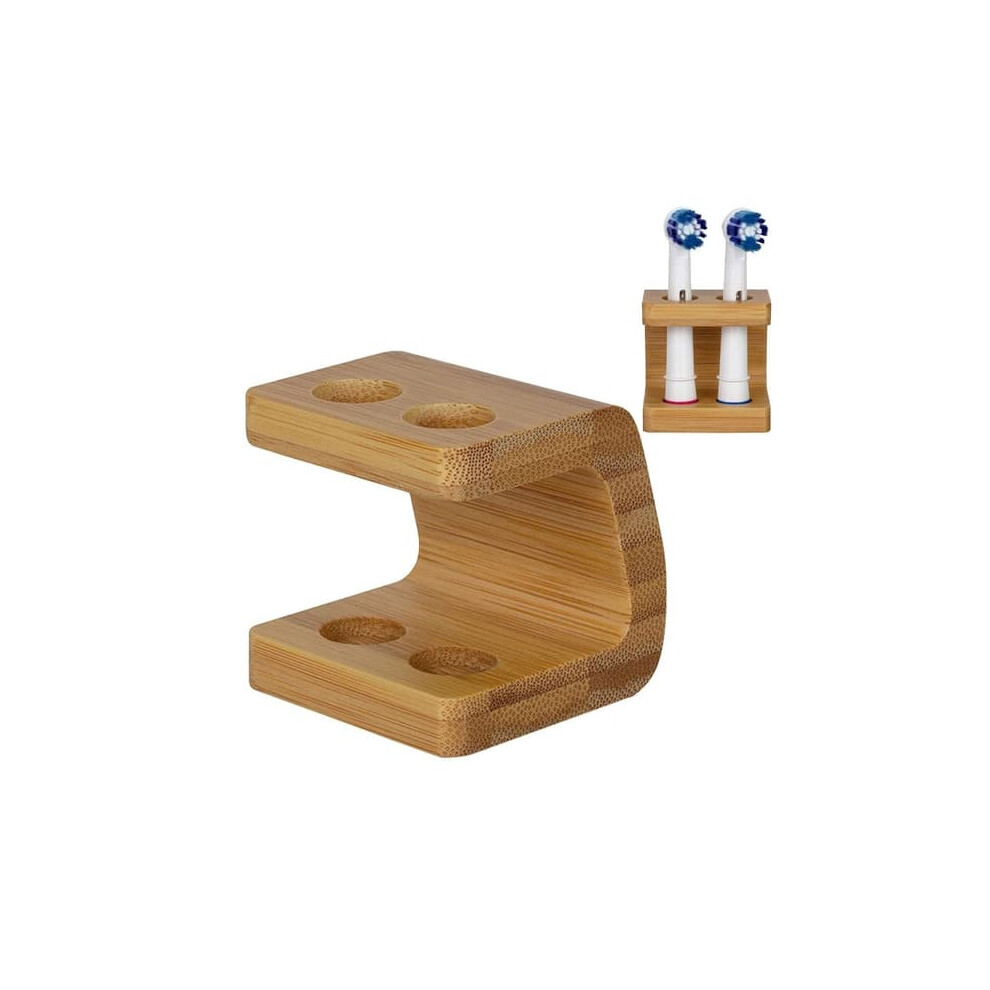 Bamboo Toothbrush Head Holder with 2 Slots and Locks