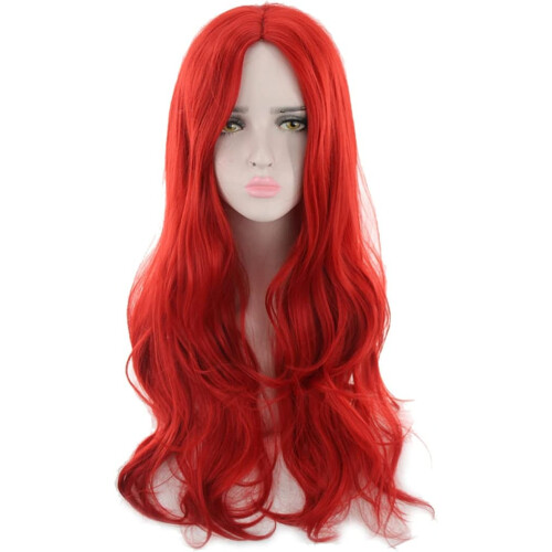 Red curly wig for women 75 cm