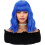 Natural Wavy Bob Wig with Bangs Blue 14 Inch 1