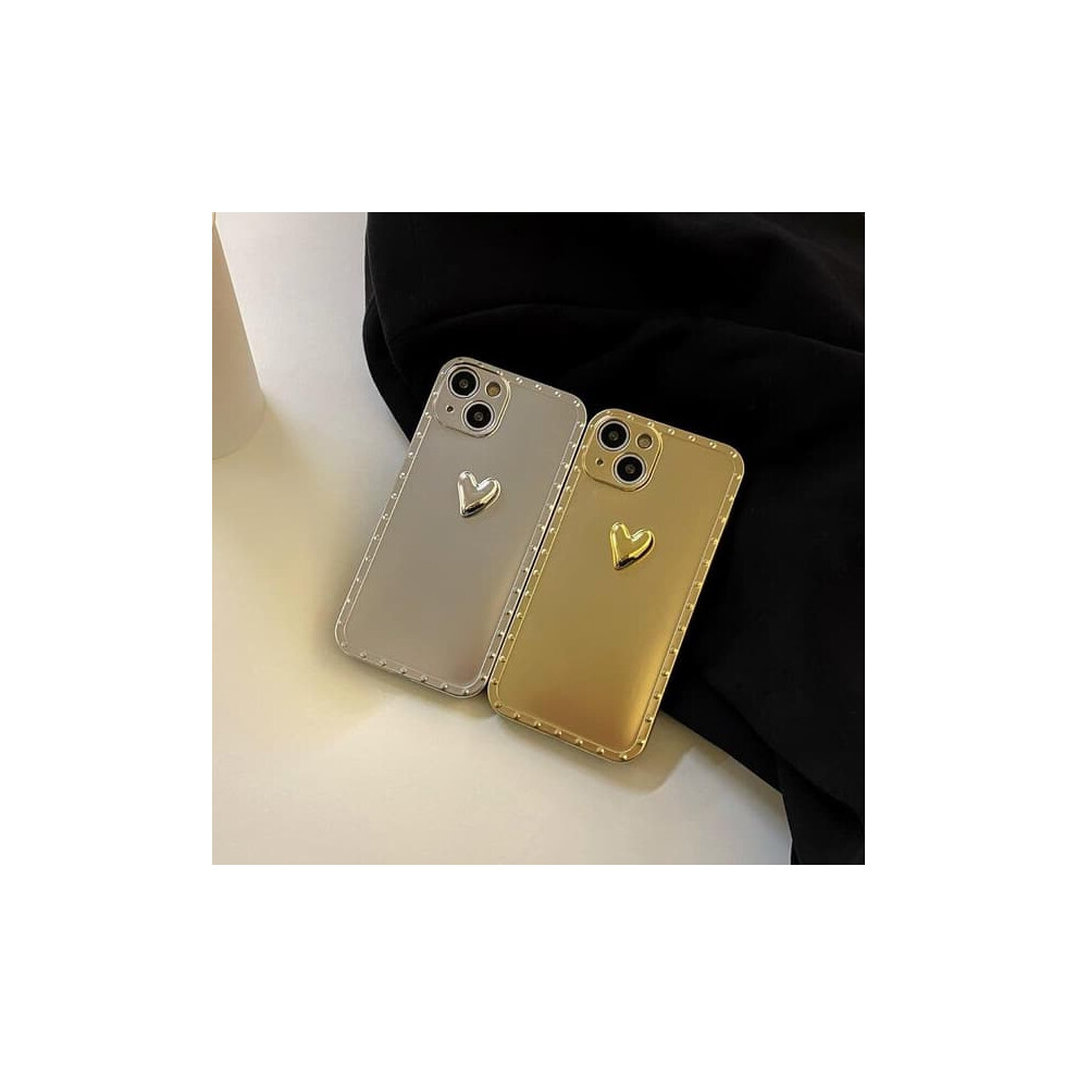 Iphone 13 Case Matte Galvanized Metal Heart Design Silver 900223999702
