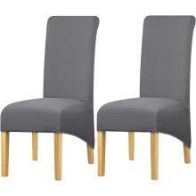 High Back Chair Cover Stretch Spandex Gray 2 Pieces