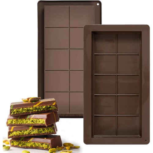 Silicone Chocolate Cookie Mold Brown 10-Compartment 2 pcs