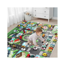 Children's play mat with city and car track design