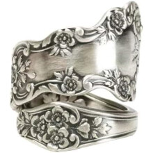 925 Sterling Silver Adjustable Layered Ring Spoon