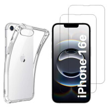 Schokbestendige hoes - Phonillico - compatibel met iPhone 16e - Flexibel - Transparant - 2 geharde glazen transparante