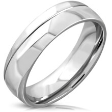 Steel Ring 316L Laser-Cut Diagonal Stripes Size 15
