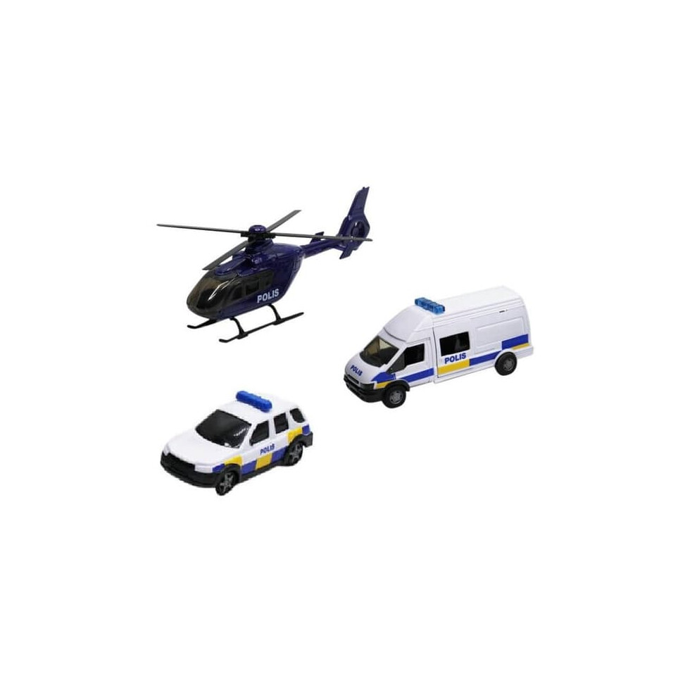 Rescue Vehicle Set Police Bus Car Helicopter