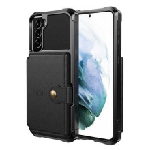 Ag luí le Cás Préimhe atá Frith-Thruaillithe do Samsung S21Plus, 4 Urrann, Soladach V3, Dubh