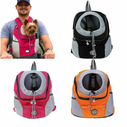 Pet Dog Carrier Backpack Mesh Front Carry Pink S