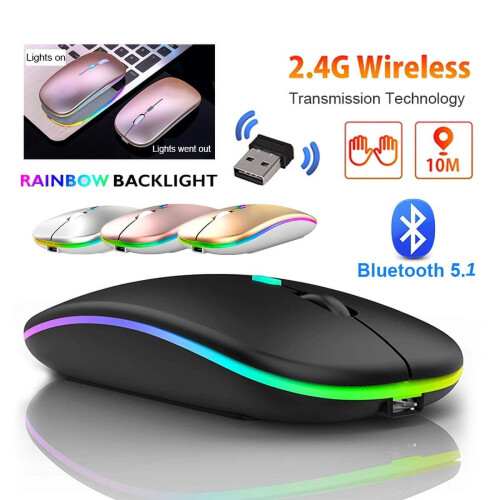 Επαναφορτιζόμενο ασύρματο ποντίκι Bluetooth5.1 με ποντίκι USB1600DPI 2.4GHz για φορητό 1