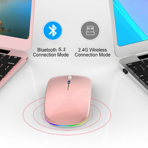 Επαναφορτιζόμενο ασύρματο ποντίκι Bluetooth5.1 με ποντίκι USB1600DPI 2.4GHz για φορητό 2