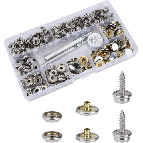 Stainless Steel Snap Fasteners 15mm 50-Pack