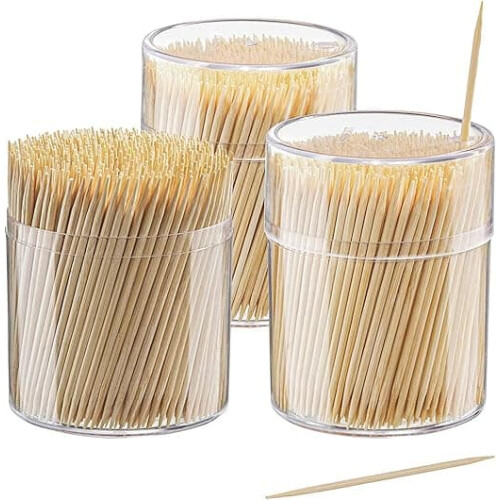 [1500pcs] Bamboo wood toothpicks, round double-pointed toothpicks