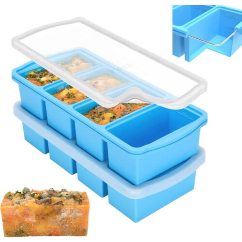 Silicone freezer mold with lid 2-pack blue