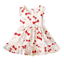 Sommerkleid für Mädchen mit Print und Volantärmeln, Rot, Größe 4
